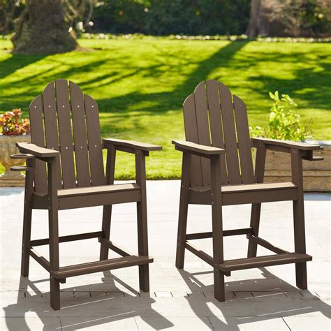 Lue Bona All Weather Plastic Composite Outdoor Bar Stool Adirondack Arm