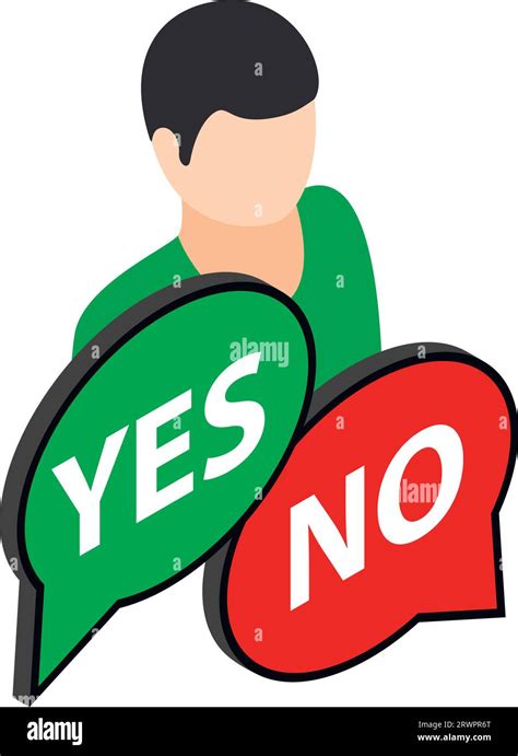 Choice Concept Icon Isometric Vector Man And Speech Bubble With Yes