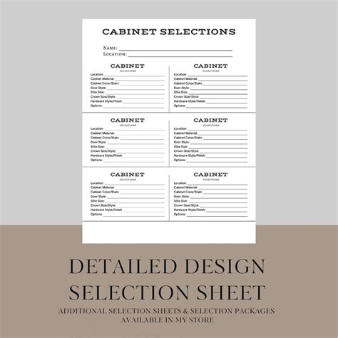 Cabinet Design Selection Sheet Home Building Product Template Cabinet