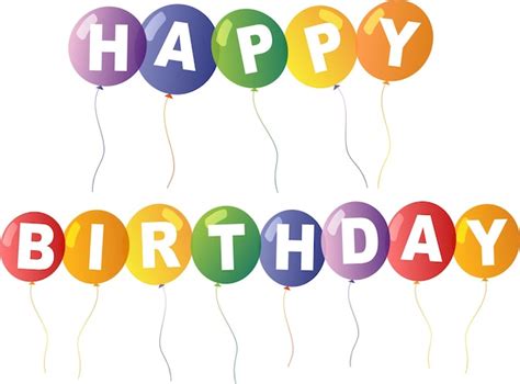 Free Vector Happy Birthday Card Template With Colorful Balloons In