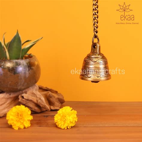 Brass Temple Bell With Chain Ekaa Handicrafts