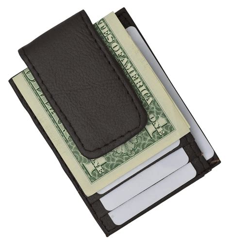 Genuine Leather Magnetic Money Clip With Credit Card And Id Holder Menswallet