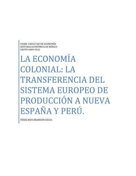 A T Historia Economica De Mexico Unam Facultad De Econom A Historia