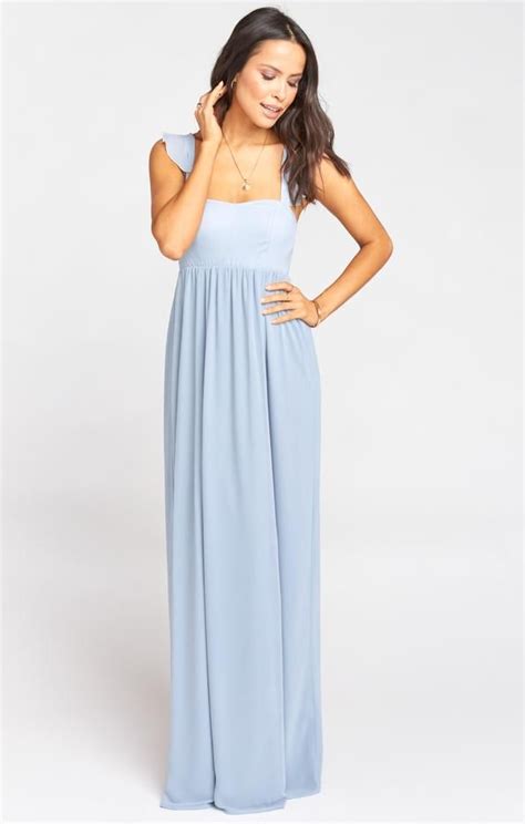 Lauren Tie Maxi Dress ~ Steel Blue Chiffon Blue Bridesmaid Dresses