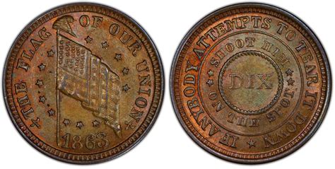 1863 Token F 208 410a Flag Of Our Union Patriotic BN Regular Strike