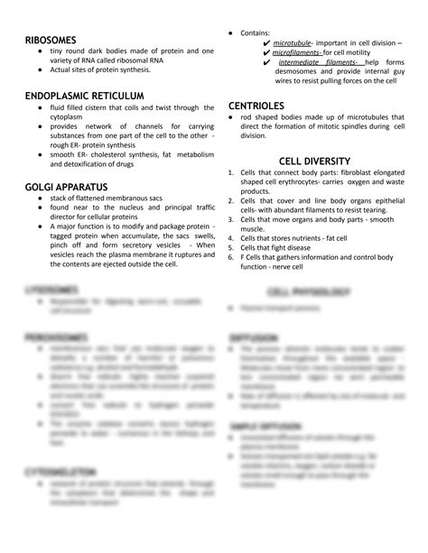 SOLUTION Anatomy And Physiology Notes Cells And Tissues Studypool