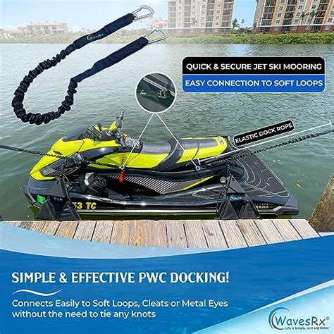 Wavesrx Dockingpal Premium Bungee Dock Line 3 Ft 2pk