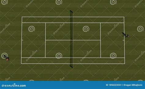 Top Of The Grass Tennis Court With Players Stock Illustration Illustration Of Racket