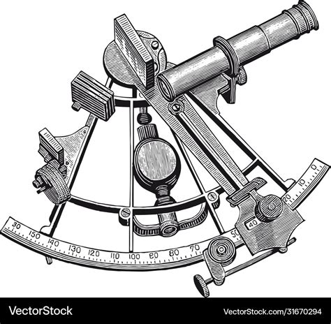 High Detail Sextant Engraving Royalty Free Vector Image