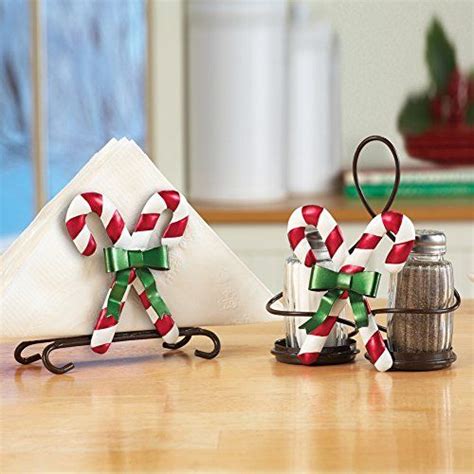 Collections Etc Christmas Kitchen Candy Cane Napkin Holder And Salt