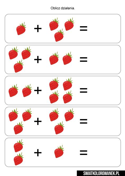 Zadania matematyczne dla przedszkolaków ŚwiatKolorowanek pl