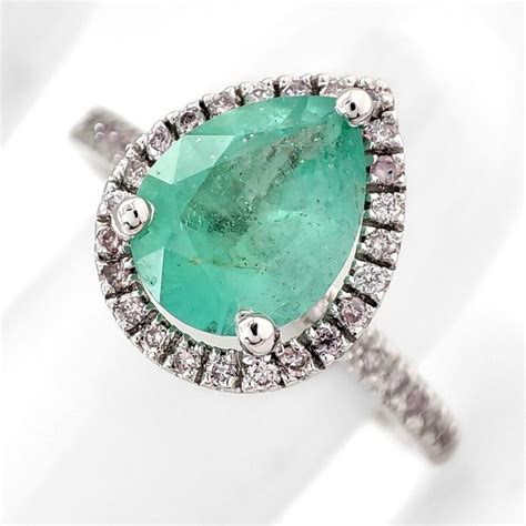 No Reserve Price 1 59 Carat Emerald And Pink Diamonds Ring 14 Kt