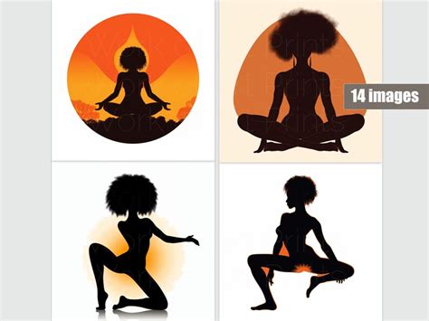 Afro Yoga Silhouette Bundle Png Black Woman Silhouette African