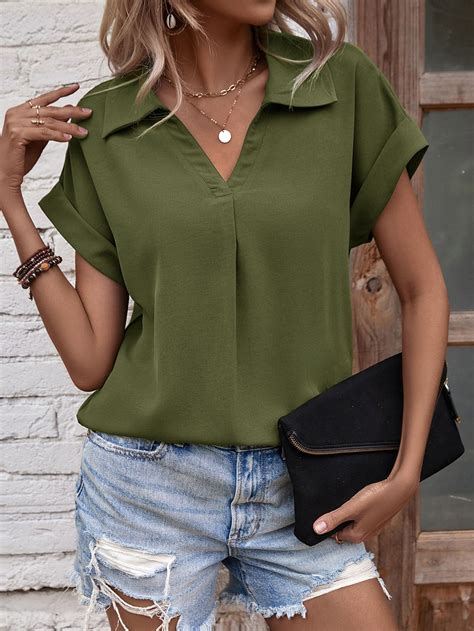 Solid Batwing Sleeve Shirt Formal Tops For Women Formal Shirt Design