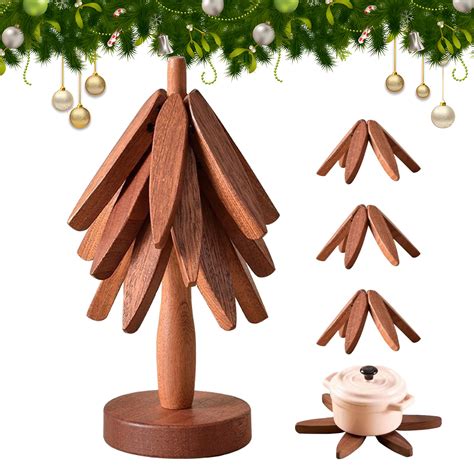 Amazon Wooden Trivets For Hot Dishes Tree Shape Trivet Set Foldable Kitchen Wooden