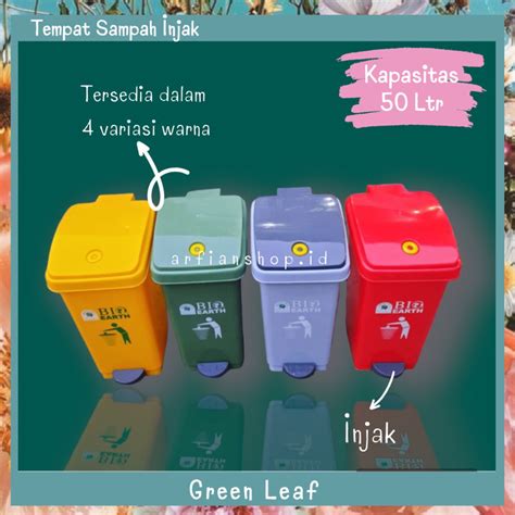 Jual Tempat Sampah Injek Liter Green Leaf Tempat Sampah