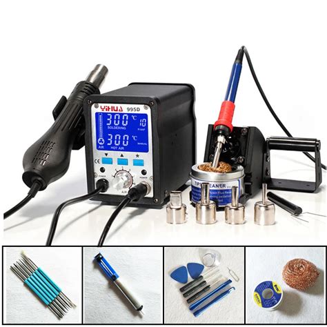 Hot Air Gun Soldering Station SMD Large LCD Display Iron With Air Gun Soldering Station For