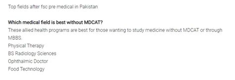 Top Medical Fields Without Mdcat Mbbs In Pakistan Studypk