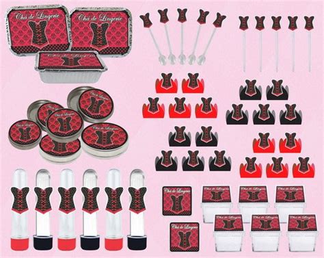 Kit Festa Ch De Lingerie Vermelho E Preto Pe As Elo