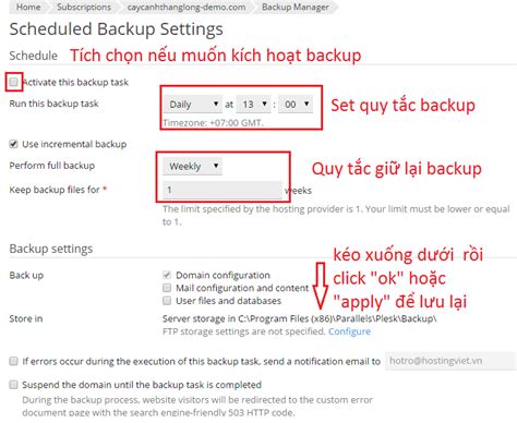 Hướng dẫn tùy chỉnh lịch backup trong Plesk control panel Thuê máy