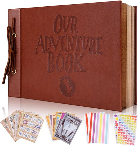 Our Adventure Book Scrapbook Photo Album3d Embossed Words Leather Memory Book With