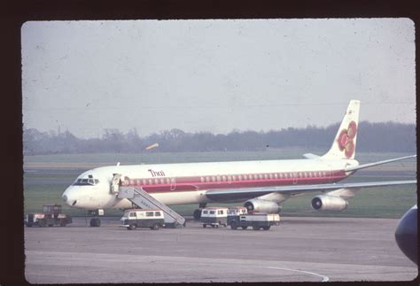 Orig 35mm Airline Slide Thai International Airways DC 8 63 F N TGZ