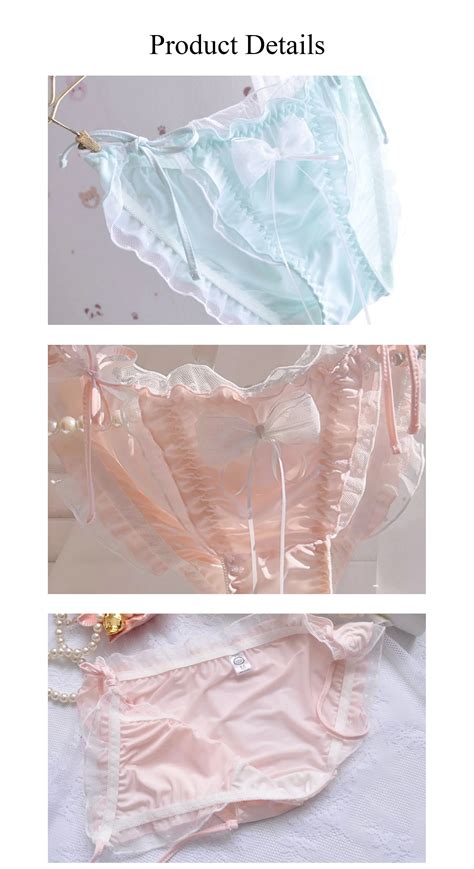 Soft Milk Silk Ruffle Lace Panties Sweet Bowknot Briefs For Ladies