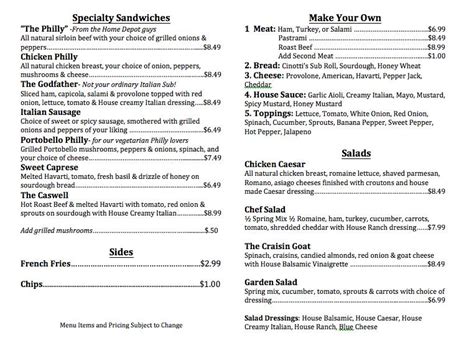 Sub Cultured Menu Menu For Sub Cultured Atlantic Beach Jacksonville