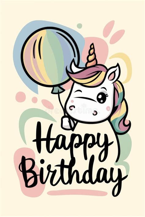 Unicorn Holding Happy Birthday Balloon Stock Illustration Illustration Of Happy Unicorn