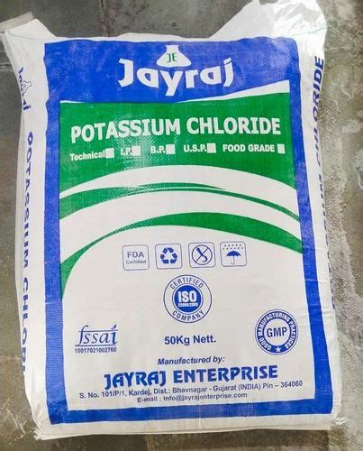 White Potassium Chloride Food Grade 99 Packaging Size 25 Kg At Rs 86kg In Chennai