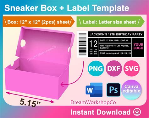 Mini Shoes Box Template Mini Sneaker Box Template Gift Box Template