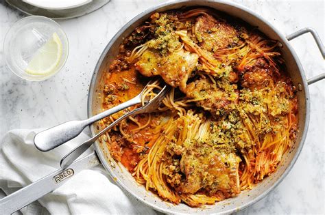 Yotam Ottolenghi S One Pan Crispy Spaghetti And Chicken Recipe