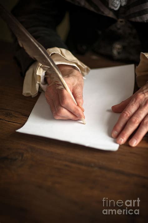 Historical Senior Man Writing With A Quill Pen Photograph By Lee Avison