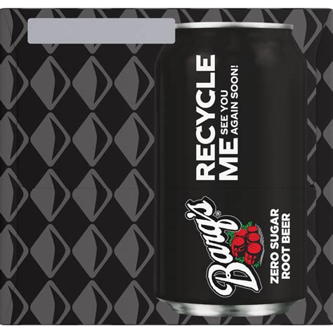 Barqs Zero Sugar Root Beer Soda Pop 12 Fl Oz 12 Pack Cans