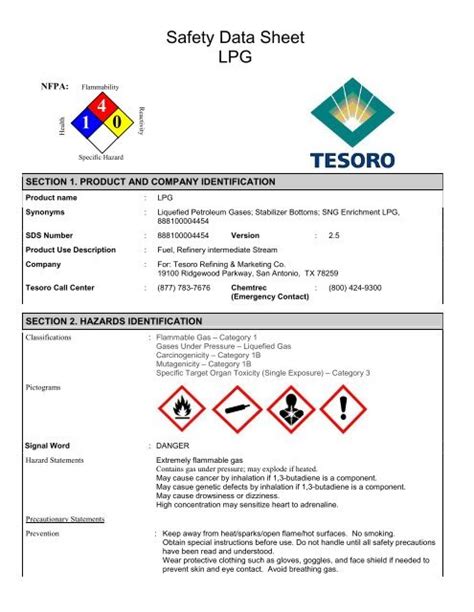 Safety Data Sheet LPG