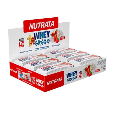 Barra De Proteina Whey Grego Bar Caixa C 12 Unidades De 40g Nutrata