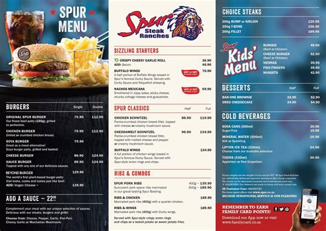 Menu At Hawk Lake Spur Steak Ranch Restaurant Centurion Shop 102