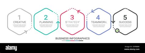 Thin Line Infographic Template With 5 Steps Modern Business Concept