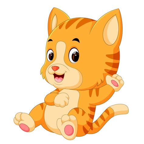 Dibujos Animados Lindo Gato Vector Premium