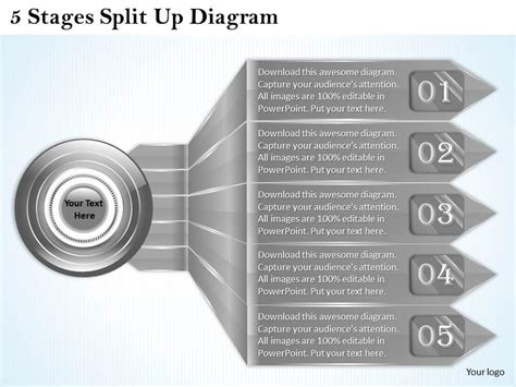 1013 Business Ppt Diagram 5 Stages Split Up Diagram Powerpoint Template