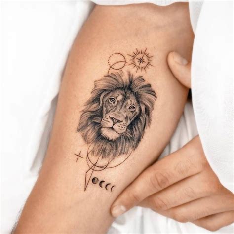 Micro Realistic Lion Portrait Tattoo Located On The Small Lion Tattoo