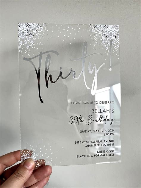 Birthday Acrylic Invitation Acrylic Invitations Clear Acrylic