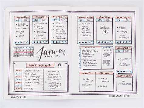 Bullet Journal Januar Woche BuJo Ideen Und Inspirationen Weekly