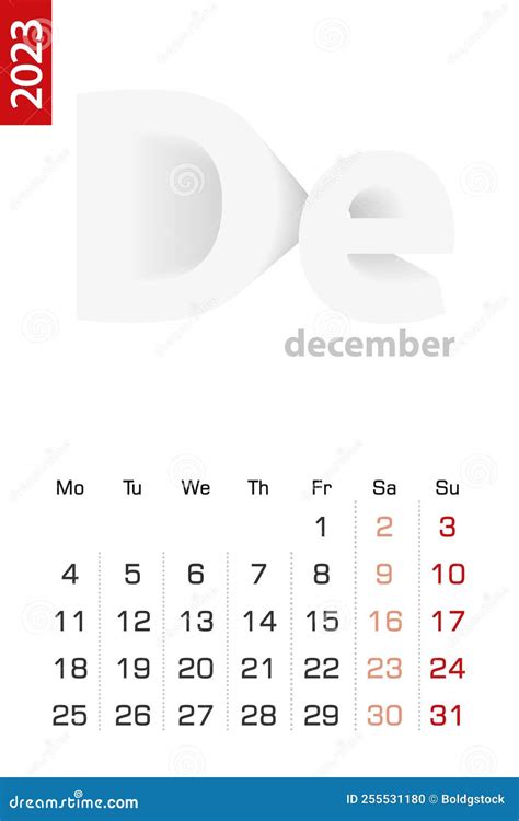 Plantilla De Calendario Minimalista Para El Calendario Vectorial De