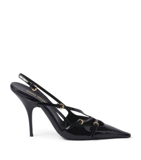 Womens Miu Miu Black Patent Leather Slingback Pumps Harrods Uk