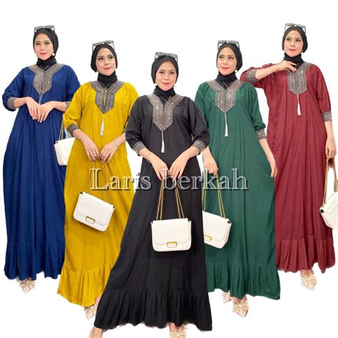 Gamis Arab Midi Dres Kaftan Lace Sultan Rayon Super Grade A Ori