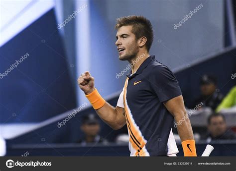 Borna Coric Croatia Reacts Scoring Matthew Ebden Australia Quarterfinal Match Stock Editorial