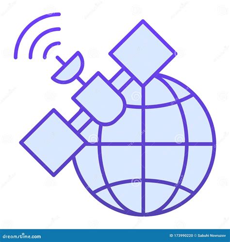 Gps Satellite Flat Icon Global Signal Vector Illustration Isolated On