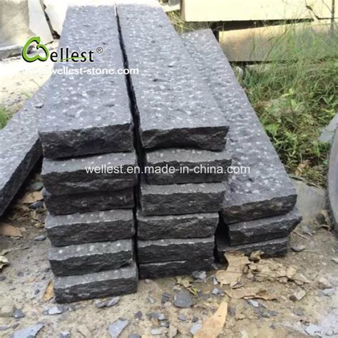 Rough Finish G684 Black Basalt Kerbstone For Road Side China Granite