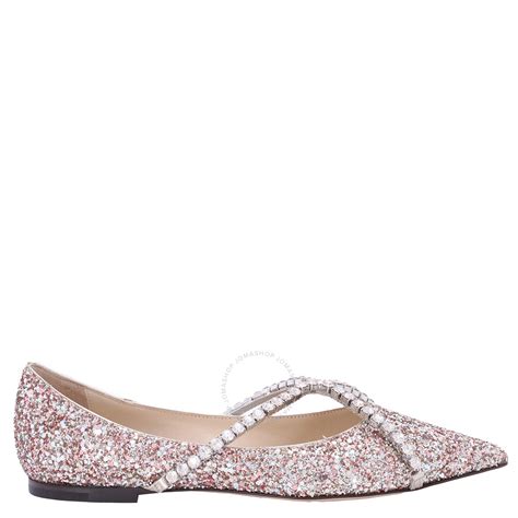 Jimmy Choo Rose Mix Crystal Honey Glitter Genevi Flats Brand Size